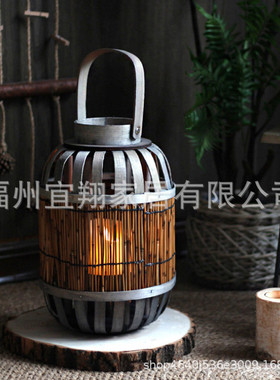 热销手工草编民宿烛台中式样板间酒店风灯茶室装饰古风摆件日式复