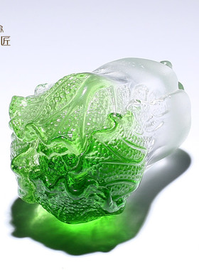 热销淄博古法琉璃工艺品办公室汽车摆件高档白菜桌面镇纸装饰水晶