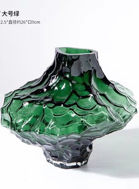 北欧峡谷创意石头艺术造型玻璃花瓶轻奢风小众高级感水养插花摆件