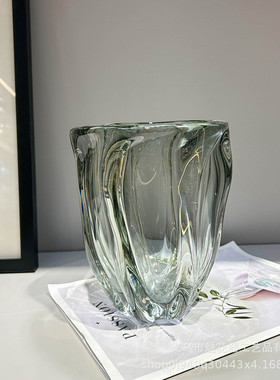 现代极简轻奢装饰厚重琉璃花瓶家居渐变艺术摆件样板间高级高级感