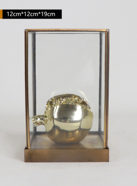 现代轻奢玻璃罩金属摆件服装店咖啡厅陈列软装装饰品饰品客厅摆饰