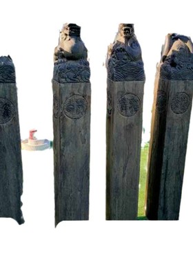 石雕仿古石狮子拴马桩庭院中式做旧神兽栓马柱招财装饰门口摆件