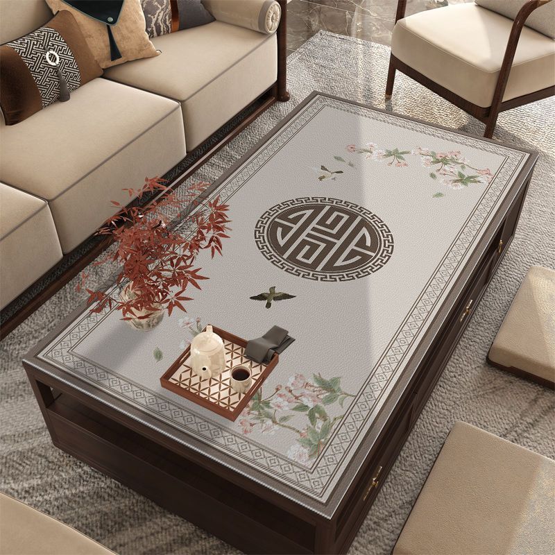 免洗防烫皮革茶几垫防水新中式餐桌垫批发pcv桌布居家餐桌垫 - 图0