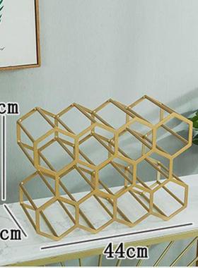 红酒架摆件简约菱形酒格展示格子架酒柜金属方格家用酒店装饰