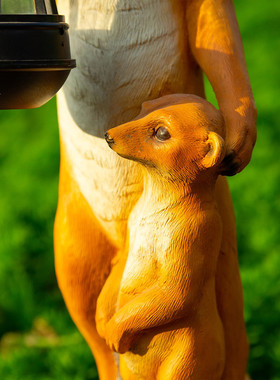 款树脂工艺品两只狐狸创意摆件太阳能灯田园饰摆仿真景观灯