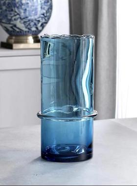 现代简约玻璃花瓶摆件客厅餐桌面轻奢透明插花瓶装饰品直筒花器