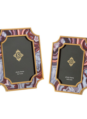 热销厂家直销相框轻奢现代简约金属彩绘相框摆台家居样板房6/7寸