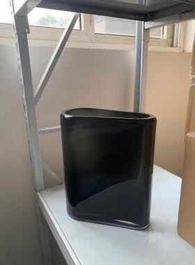 现代简约水培琉璃大口径花器咖色扁瓶创意渐变花瓶客厅样板间摆件
