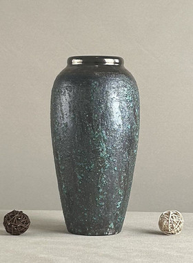 热销花瓶陶瓷陶艺中式粗陶家用客厅插干花摆件简约手工陶罐复古装