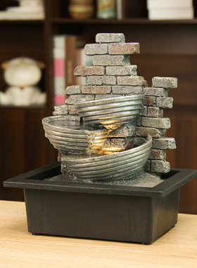 热卖几何循环小流水摆件室内家居客厅办公室桌面创意喷泉装饰