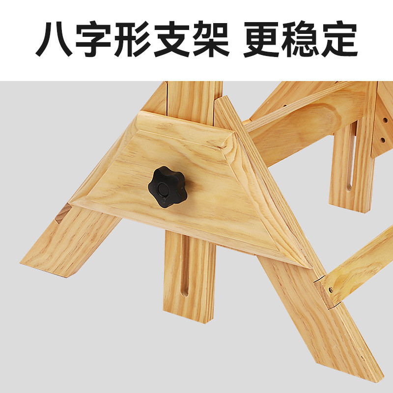 美术画桌实木绘画工作台可调节高度倾斜升降画室油画桌工程制图桌 - 图1