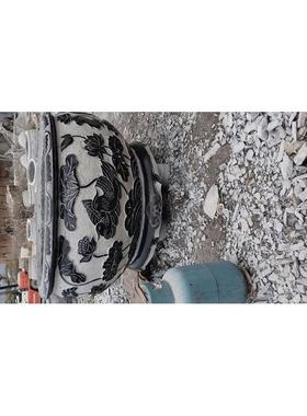 石雕鱼缸仿古青石别墅鱼缸养庭院景观石雕摆件荷花养鱼缸荷花缸