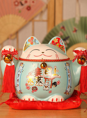 热销送礼大号招财猫存钱罐创意工艺品开业招财猫摆件logo批发陶瓷