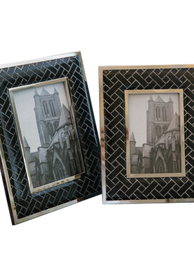 金属皮质轻奢相框6寸7寸相框摆台欧式客厅装饰创意办公室照片相框
