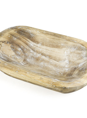 木制面团中心饰碗乡村农舍木碗装饰烛台桐木托盘餐桌碗装装饰