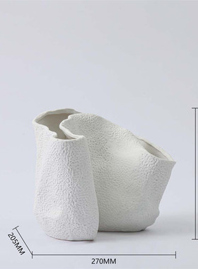 简约现代褶皱几何陶瓷样板房茶几花束插花器软装饰品花瓶摆件艺术