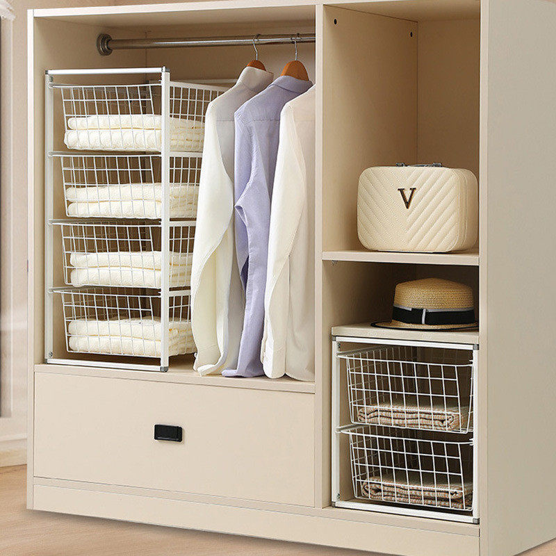 衣柜拉篮抽屉式免打孔铁艺收纳拉篮橱柜收纳筐衣柜分隔神器,淘宝优惠券,粉丝福利购,淘宝优惠卷