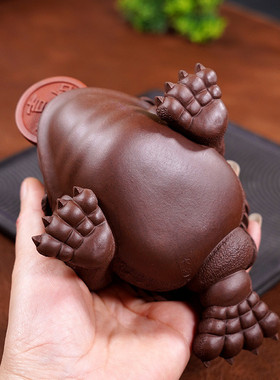 热销宜兴紫砂金蟾批传统转眼金蟾精品茶道茶玩办公室茶桌摆件茶宠