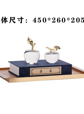 创意新中式金属禅意胡桃样板房果盘桌面组合装饰木托盘茶几艺术品