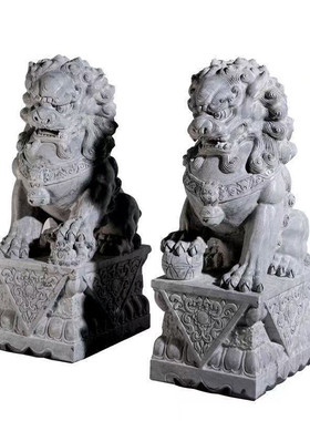 家用石狮子一对天然石狮子一对大理石门口石雕狮子墓前石狮