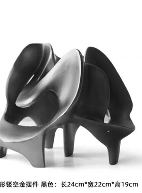 现代轻奢软装创意造型样板间客厅电视柜金色镂空桌面摆件装饰品