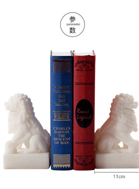 新中式狮子貔貅摆件客厅茶几书房桌样板间摆设书立书靠书档装饰品