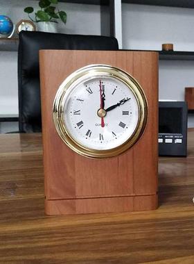 现货书桌盒办公学习摆件配有钟表办公桌木质笔筒笔筒收纳盒杂物盒