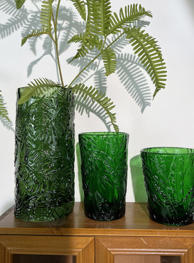 天台华莲复古森林浪漫田野森系美式家居绿色玻璃花瓶咖啡厅新中