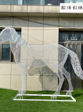 热销不锈钢景观几何雕塑公园户外庭院广场景观摆件不锈钢马切面马