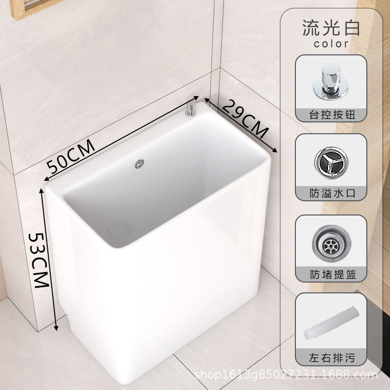 家用阳台加高拖布池卫生间拖把池落地式陶瓷拖地盆户外加深墩布池 - 图3