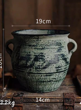 插花复古艺术陶罐花瓶陶盆粗陶做旧陶土花盆手工古风陶瓷花盆镶嵌