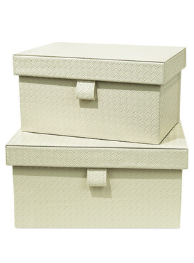 热销简约样板房衣柜大容量收纳盒软装衣帽间摆件装饰编织纹皮革米