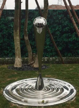 不锈钢水景圆球雕塑水滴造型商业步行街装饰镜面园林落地摆件厂家