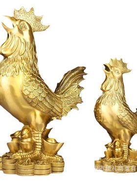釉福字鸡摆件铜公鸡摆件铜生肖鸡摆件封铜铜公鸡摆件工艺品家居