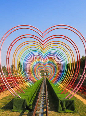 文旅夜游景区公园网红圆形时光隧道拱门发光长廊通道美陈雕塑拍照