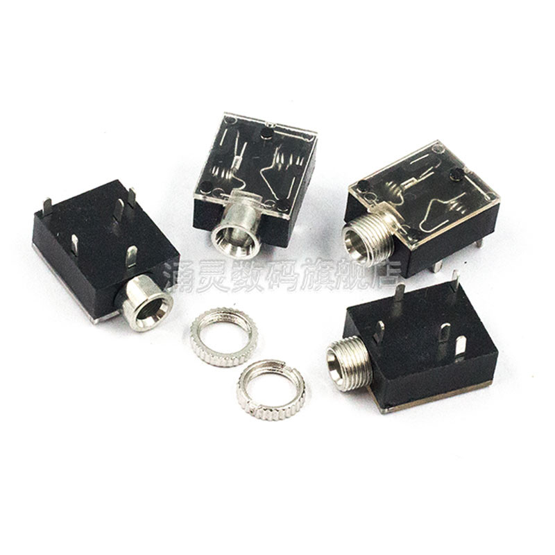 DC30V 0.5A 3.5立体声耳机音频母座 带螺母5脚直插双声道PJ-324M - 图2