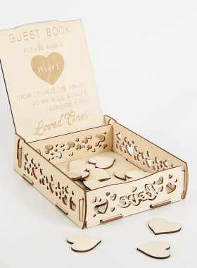爱心木片婚礼签到台相框留言薄聚会型心派对工艺桌面木质摆件
