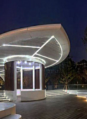 大型不锈钢树叶廊架长廊铁艺铝单板金属景观钢结构广场发光坐凳