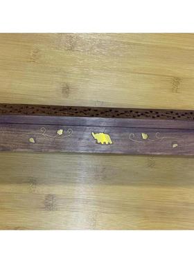 .印度香盒香插香道香炉菩提木镶嵌铜抛光大盒30厘米（精品）