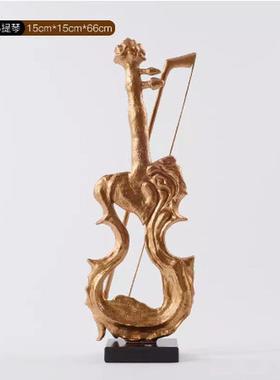 创意透明树脂小提琴大摆件售楼处会所酒店大堂雕塑艺术品过道走廊