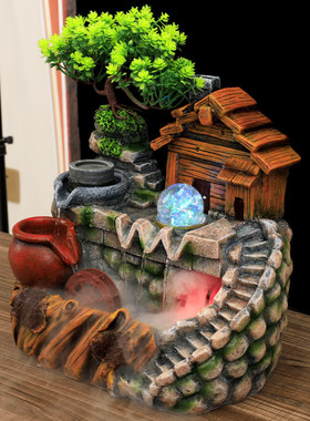 房子外贸假山流水喷泉摆件工艺水景装饰酒柜装饰家居室内81251
