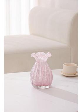 美式客厅花瓶摆件中古粉色水培插花餐桌装饰花器