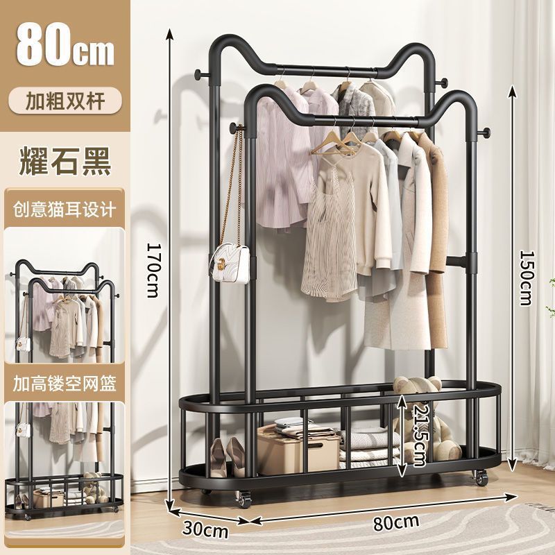 立式衣架落地衣帽架可移动带轮家用客厅轻奢晾衣架网红简易挂衣架 - 图0