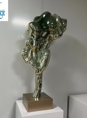 热销玻璃钢现代轻奢雕塑太湖石电镀客厅电视柜两侧摆件楼梯玄关装