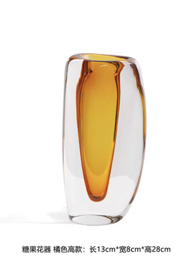 现代插花摆饰玻璃花瓶样板间轻奢摆件餐桌装饰品客厅透明花器家居