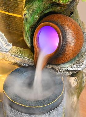 热销水幕墙屏风流水摆件假山喷泉循环水客厅室内景观流水墙鱼缸招