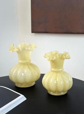 芬顿琉璃高级感现代简约奶油风中古玻璃花瓶北欧高颜值摆件ins风