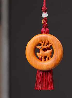 檀香一路平安吊坠小车挂文玩木质工艺品diy装饰品挂件