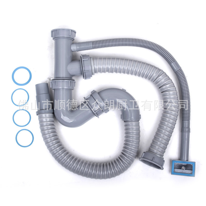 304不锈钢内胆双杯下水下水器50加粗排水管双盆提篮组合50s01 - 图0