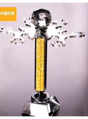 水晶玻璃倒挂杯架旋转酒柜摆件架子红酒杯架高脚杯家用套装醒酒器